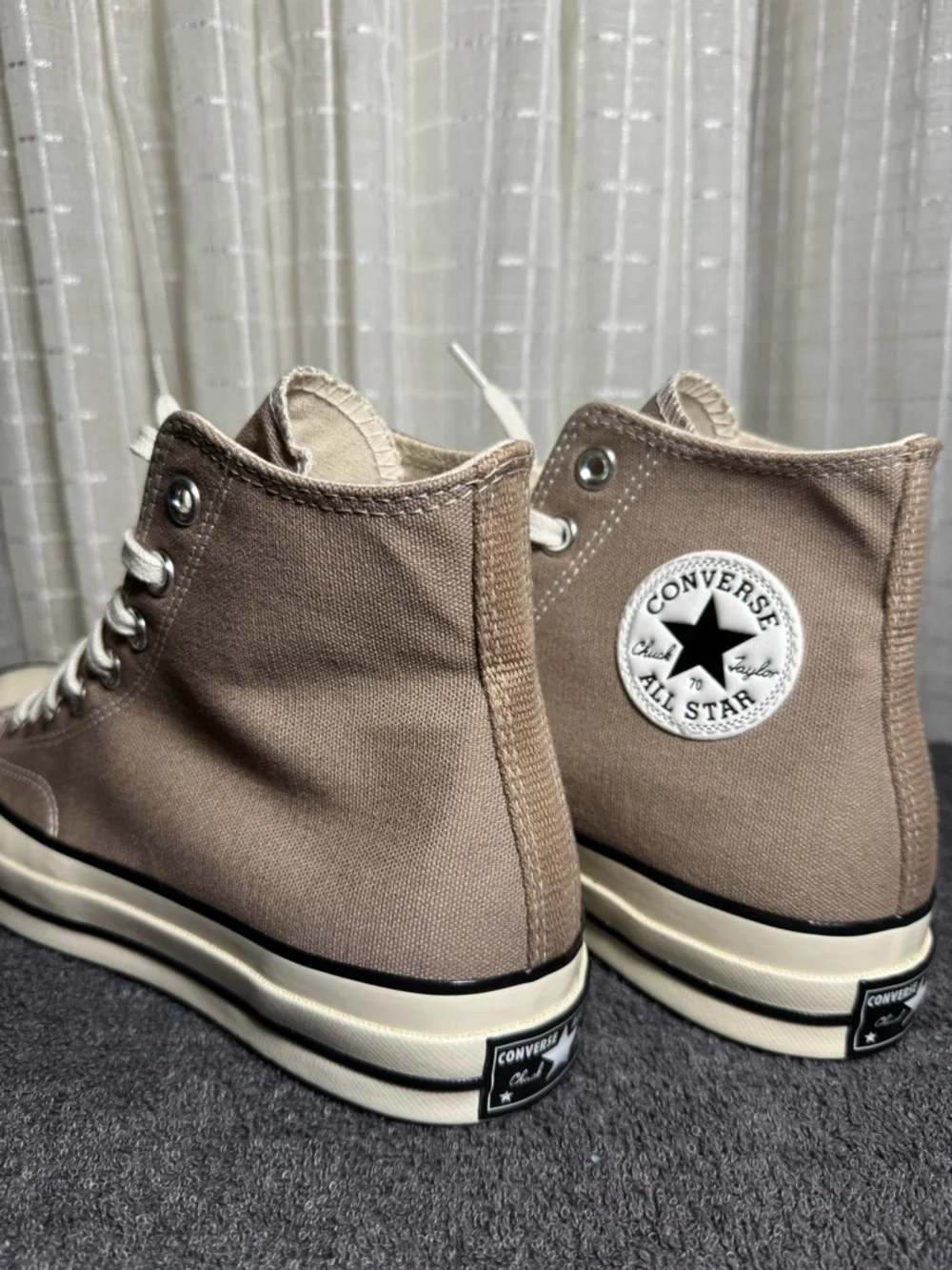 Converse High-Top Sneakers in Taupe and Cream - Picture 6 of 10